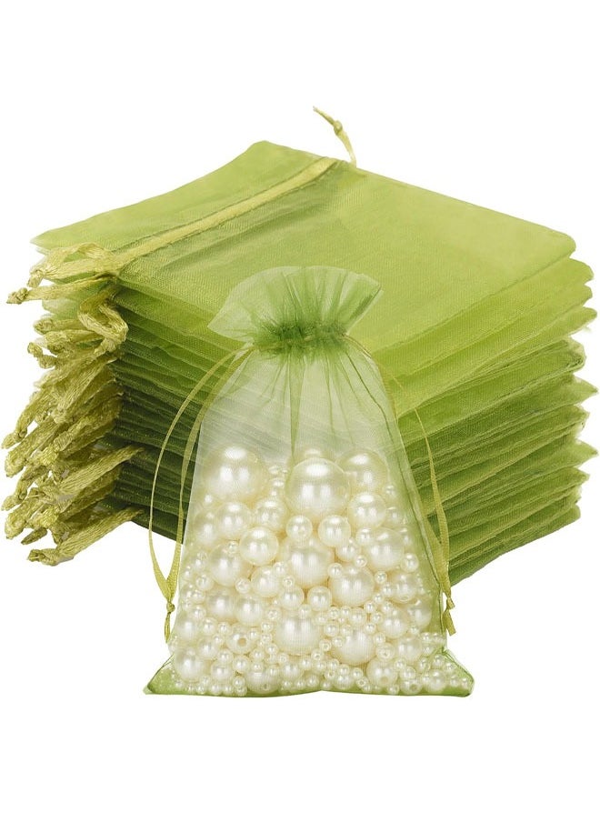 Generic 50Pcs Organza Bags, 4x6 Sheer Drawstring Gift Bags, Organza Jewelry Pouches, Party Favor Bags, Sage Green Organza Gift Bags, Packaging Bags for Jewelry, Makeup, Candy, Festival  - Image 1