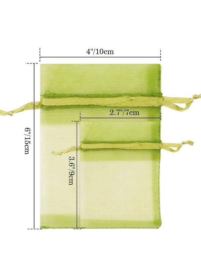 Generic 50Pcs Organza Bags, 4x6 Sheer Drawstring Gift Bags, Organza Jewelry Pouches, Party Favor Bags, Sage Green Organza Gift Bags, Packaging Bags for Jewelry, Makeup, Candy, Festival  - Image 2