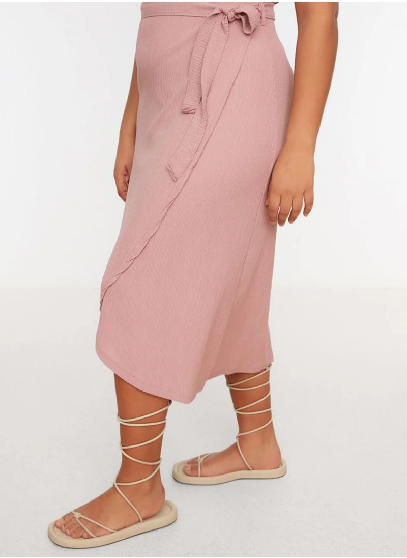 Trendyol Curve Tie Detail Knitted Wrap Dress