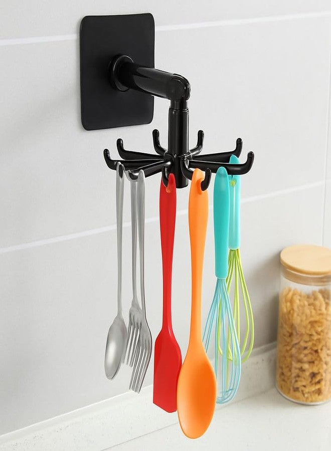 TEZURTH Plastic 1 Piece 360 ° Rotating Folding Hook Self-Adhesive Wall Hook Hanger Sticker Mounted Utensil Hanging Storage Organizer Rotary Hook (Multi Color) - BAZ0201 - Image 1