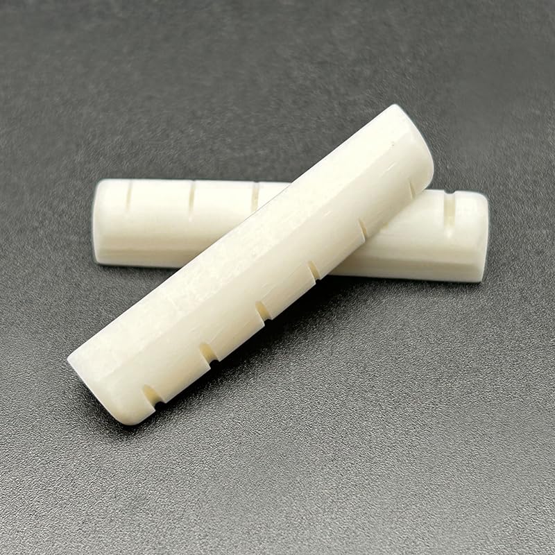 SAPHUE 6 String Acoustic Guitar Bone Bridge Saddle and Nut Made of Real Bone Pack of 2 Sets 4pcs(2 set Acousitc Bone Saddle and Nut) - Image 5