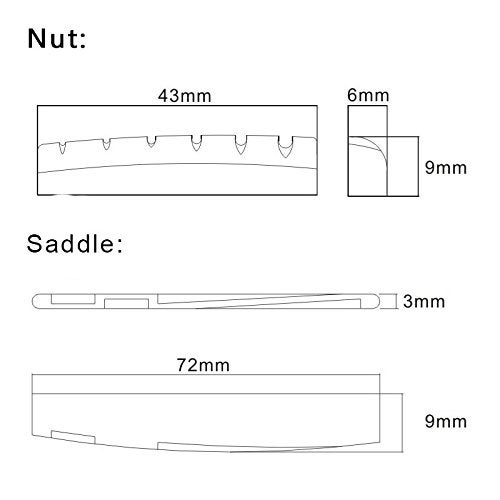 SAPHUE 6 String Acoustic Guitar Bone Bridge Saddle and Nut Made of Real Bone Pack of 2 Sets 4pcs(2 set Acousitc Bone Saddle and Nut) - Image 2
