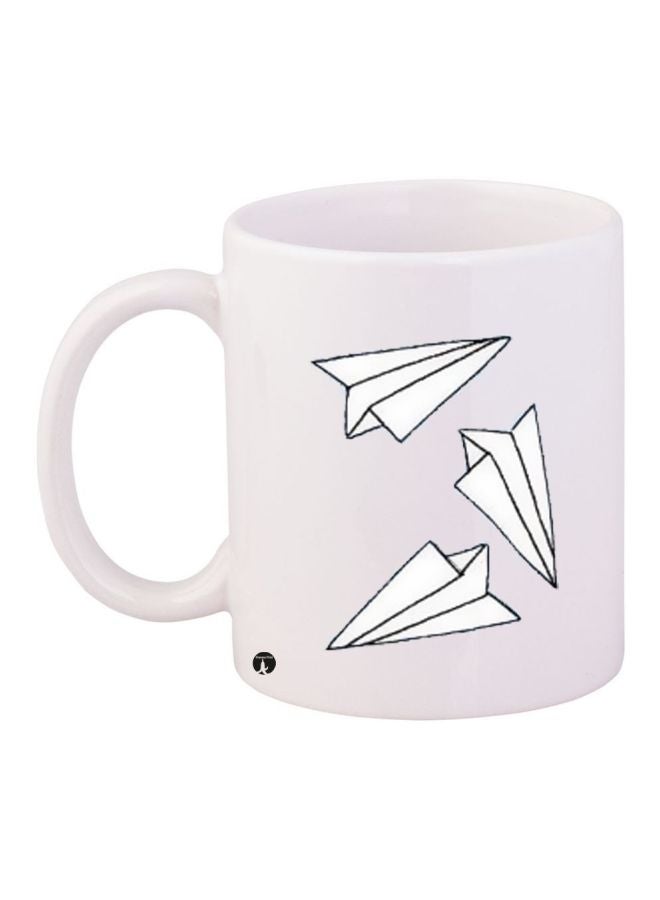 RYN Paper Planes Printed Coffee Mug White/Black 11ounce