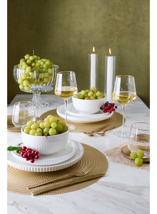 Danny Home luxury 18 pieces Classic White Dinnerware Set, Ribbed Texture, Plates and Bowls, Microwave and Dishwasher Safe for 6 servings - Image 5