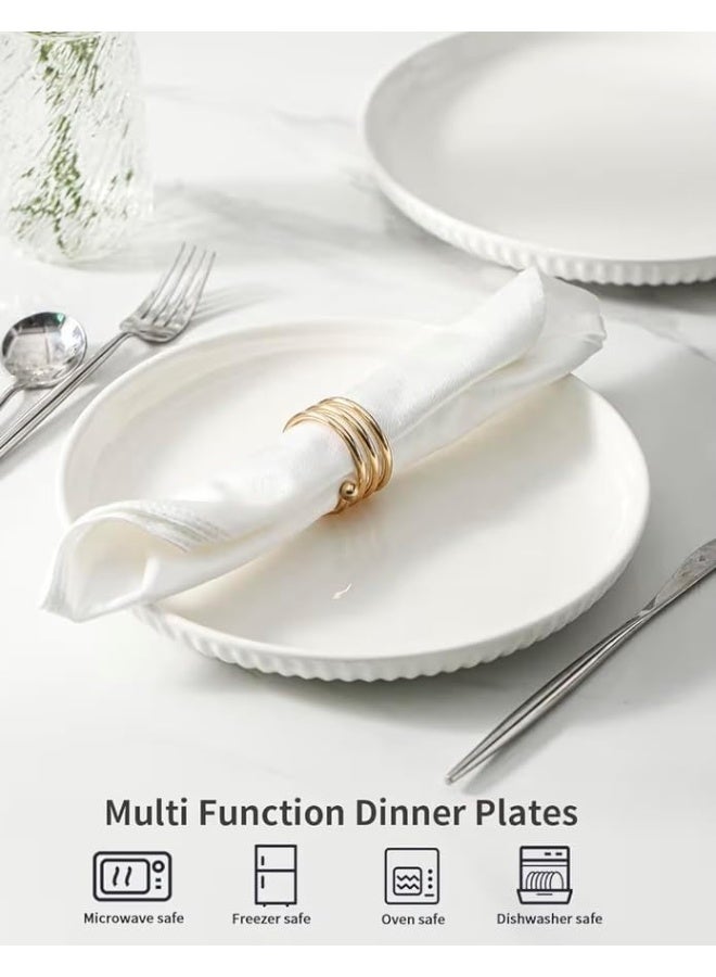 Danny Home luxury 18 pieces Classic White Dinnerware Set, Ribbed Texture, Plates and Bowls, Microwave and Dishwasher Safe for 6 servings - Image 2