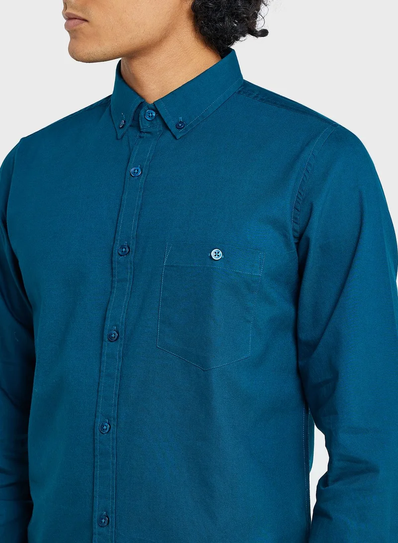 Seventy Five Pure Cotton Casual Single Pocket Shirt