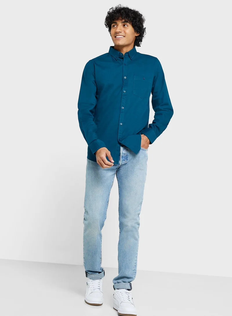 Seventy Five Pure Cotton Casual Single Pocket Shirt