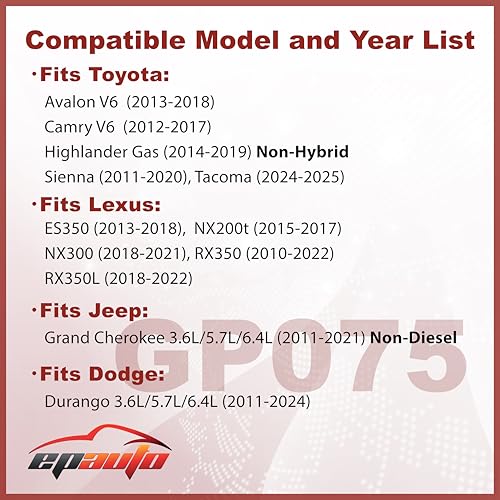 EPAuto GP075 (CA10755) Engine Air Filter, Replacement for Lexus RX350, Toyota Camry, Sienna, Highlander, Jeep Grand Cherokee, Dodge Durango - Fits V6 Engines (2010-2025) - Image 2