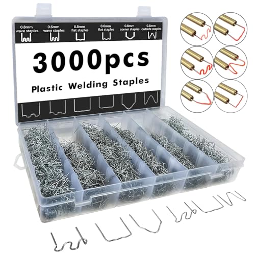 DLronwey Plastic Welding Staples 3000 pcs,6 Types Hot Staples for Decoration,Auto Repair,Architectural Modelling,Toy Manufacturing,Etc. - Image 1