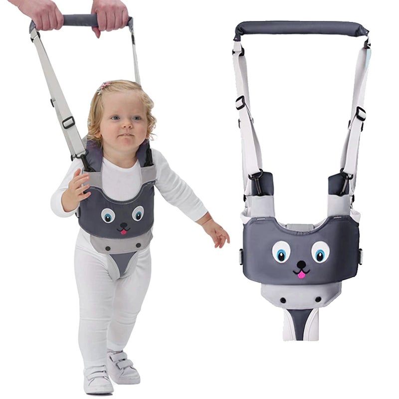 IULONEE Baby Walker, Handheld Kids Toddler Walking Harness Helper Assistant Protective Belt Child Activity Walker Adjustable Standing Up Walking Learning Helper for Toddler 7-24 Month (Grey) - Image 1