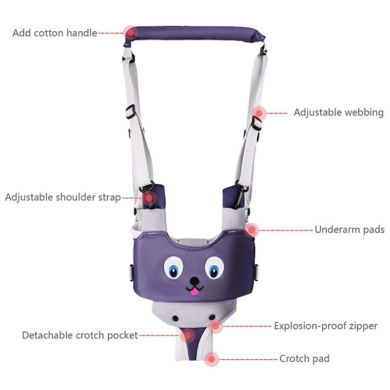 IULONEE Baby Walker, Handheld Kids Toddler Walking Harness Helper Assistant Protective Belt Child Activity Walker Adjustable Standing Up Walking Learning Helper for Toddler 7-24 Month (Grey) - Image 4