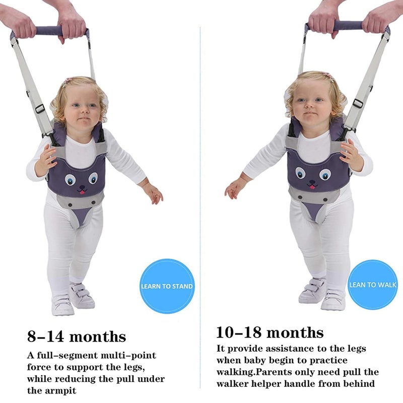 IULONEE Baby Walker, Handheld Kids Toddler Walking Harness Helper Assistant Protective Belt Child Activity Walker Adjustable Standing Up Walking Learning Helper for Toddler 7-24 Month (Grey) - Image 3