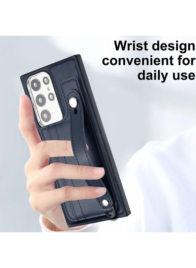 اس-توب جراب لهاتف Samsung Galaxy S23 Ultra مصنوع من الجلد المقاوم للصدمات مع حزام معصم - Image 5