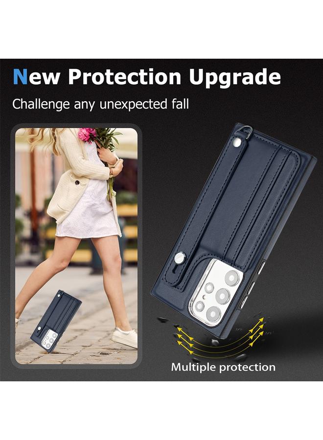 اس-توب جراب لهاتف Samsung Galaxy S23 Ultra مصنوع من الجلد المقاوم للصدمات مع حزام معصم - Image 3