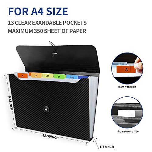 Nicecho Expanding File Folder, 13 Pockets Accordion File Organizer, A4 Letter Size Paper Document Receipt Organizer Accordian Filing Folder for Classroom, Home, Office and Travel - Image 3
