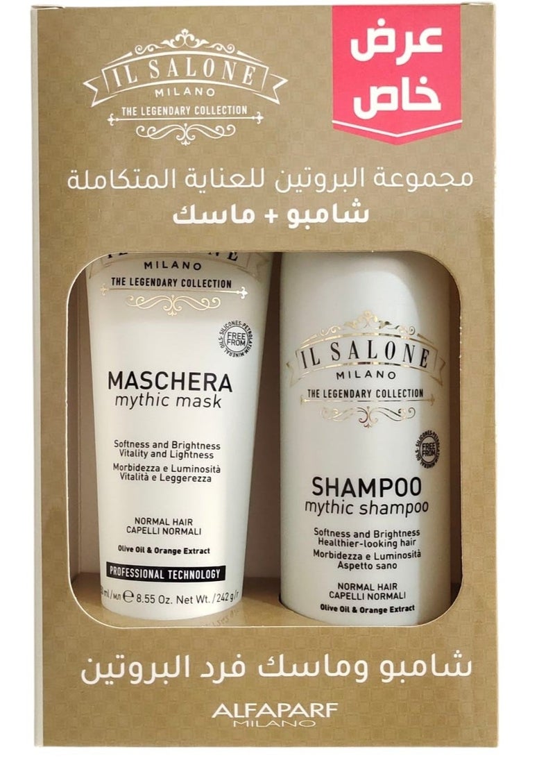 Il Salone Milano Mythic Protein Care Set - Mythic Shampoo + Mythic Mask with Olive Oil & Orange Extract - Professional Pack of 2