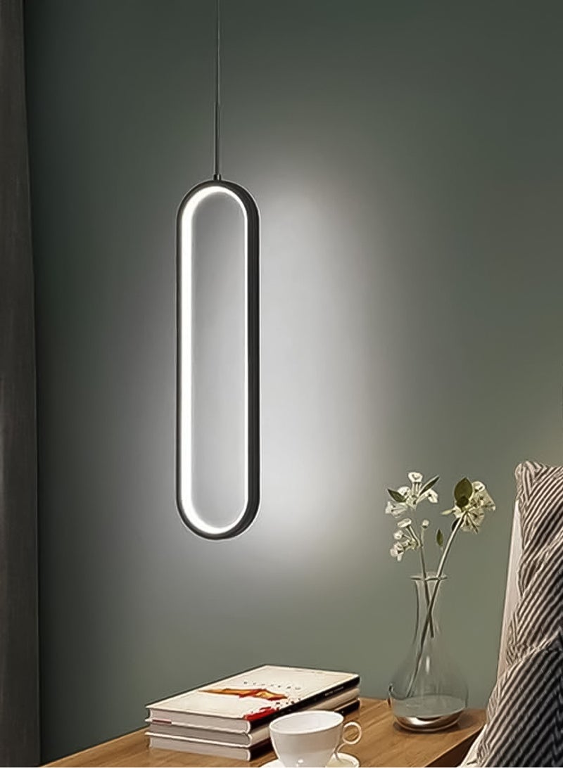 LOOPITYS Ceiling pendant light, U-shaped creative pendant light (diameter 9CM/3.54 inches, adjustable length 150CM/59 inches, color: black, 5000K cold light), brushed brass and silicone lighting equipment, Nordic minimalist pendant light, suitable for bedrooms, corridors, and restaurants - Image 1