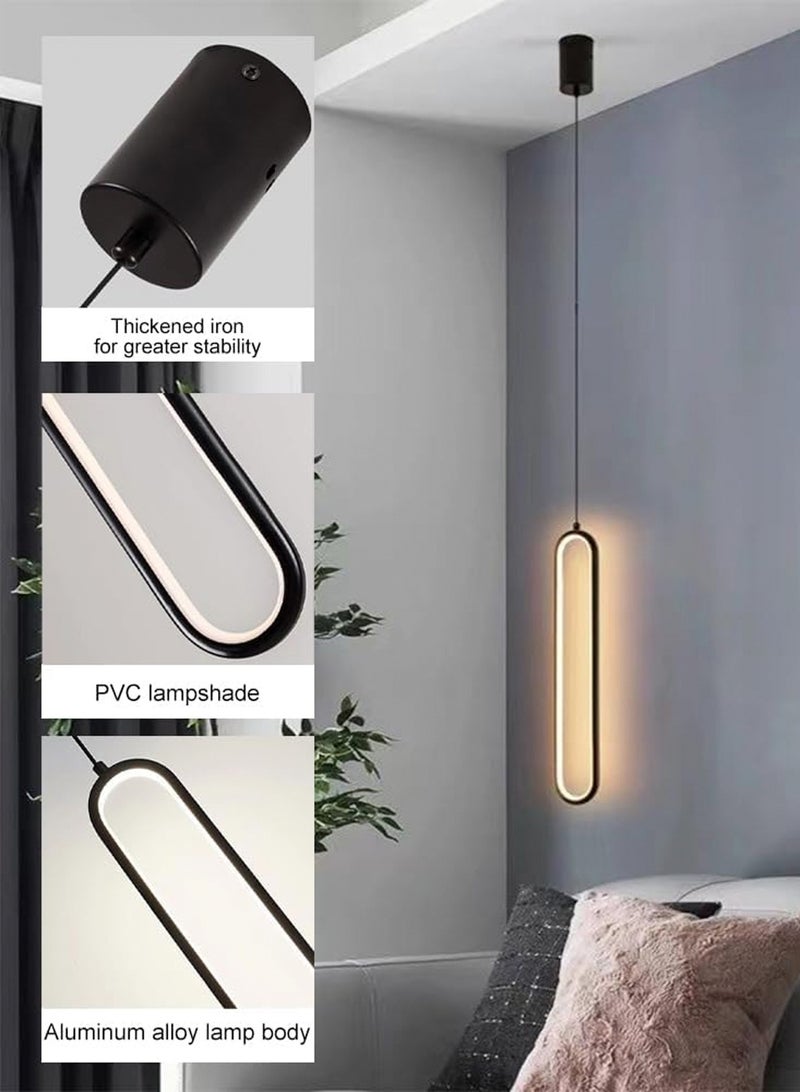 LOOPITYS Ceiling pendant light, U-shaped creative pendant light (diameter 9CM/3.54 inches, adjustable length 150CM/59 inches, color: black, 5000K cold light), brushed brass and silicone lighting equipment, Nordic minimalist pendant light, suitable for bedrooms, corridors, and restaurants - Image 5