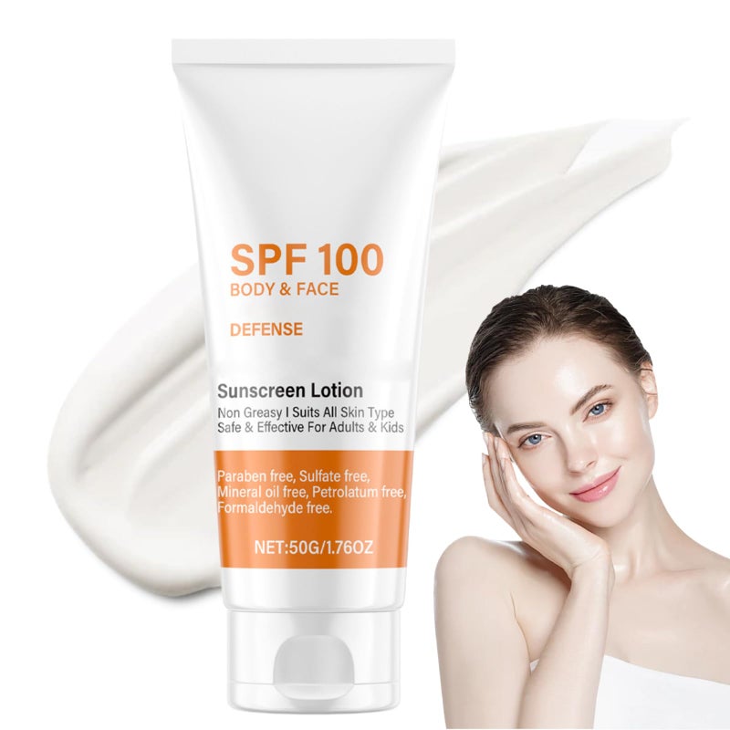 Evolvique Spf 100 Face Sunscreen Moisturizer - Travel Size Sunblock - Oil Free Facial Sun Screen - Sun Screen Protector for Face & Body - Non-Greasy,No White Cast Waterproof Sunscreen Lotion -Dry Oily Skincare - Image 1