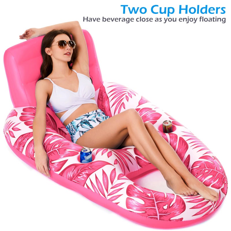 Jasonwell Inflatable Pool Float Adult - Pool Floaties Lounger Floats Raft Floating Chair Water Floaties for Swimming Pool Lake Lounge Float with Cup Holders Beach Pool Party Toys for Adults - Image 5