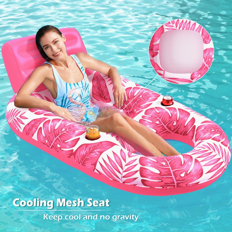 Jasonwell Inflatable Pool Float Adult - Pool Floaties Lounger Floats Raft Floating Chair Water Floaties for Swimming Pool Lake Lounge Float with Cup Holders Beach Pool Party Toys for Adults - Image 3