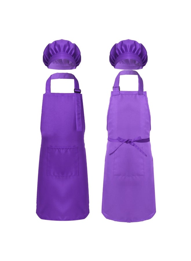 Kids Apron and Chef Hat Set Children's Adjustable Bib Apron Cute Boys Girls Kitchen Apron for Cooking Baking Painting Training Wear