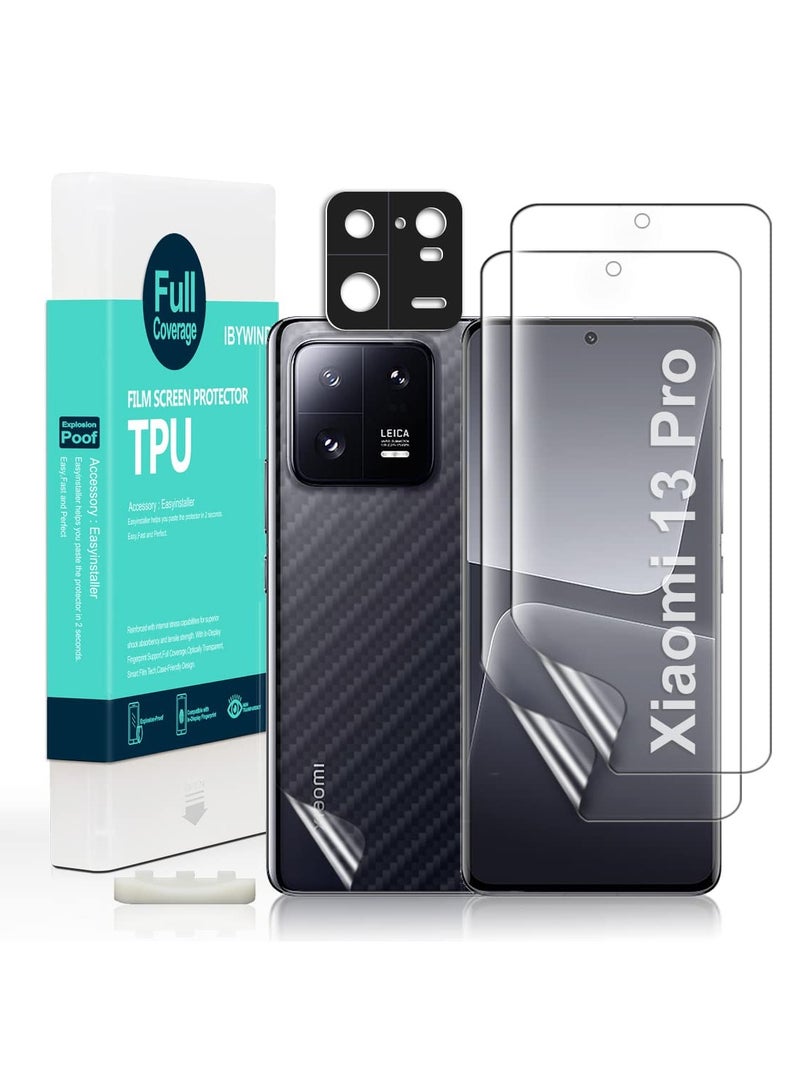 Ibywind Screen Protector For Xiaomi 13 Pro 5g 6.73 Inch With 2pcs Flexible Tpu Film 1pc Camera Lens Protector 1pc Backing Carbon Fiber Film Fingerprint Reader Easy To Install - Image 1