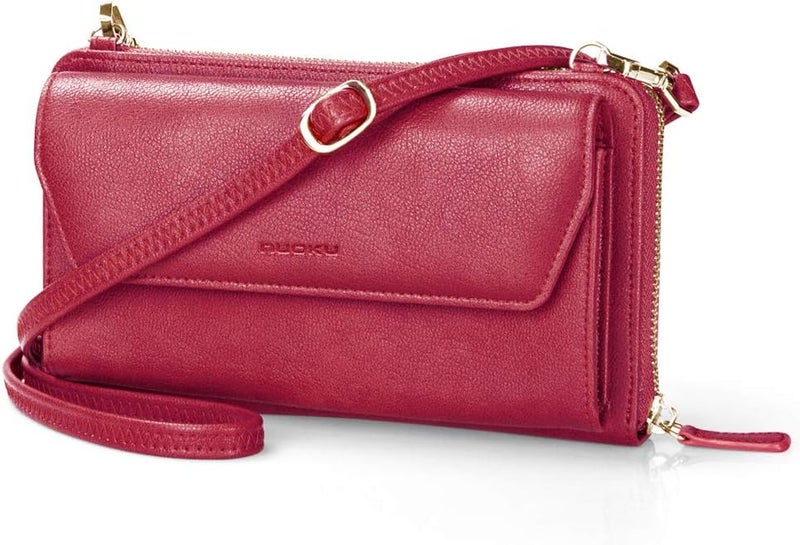 Nuoku Womens RFID Wallet Purse Wristlet Crossbody Clutch with Zip Around 2 Strap - Image 1