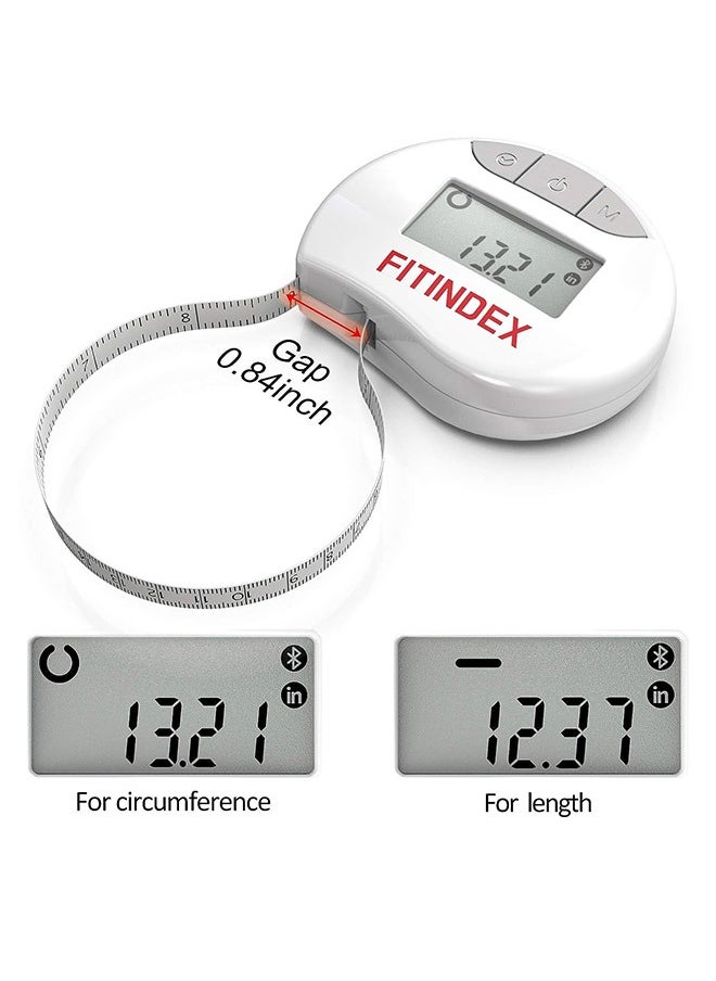 FITINDEX - Smart Body Tape Measure, FITINDEX Bluetooth Digital Measuring Tape for Body, Soft Sewing Tape, with LED Monitor Display, Lock Pin, Retractable Button, Fitness Body Measurement via App - Image 1