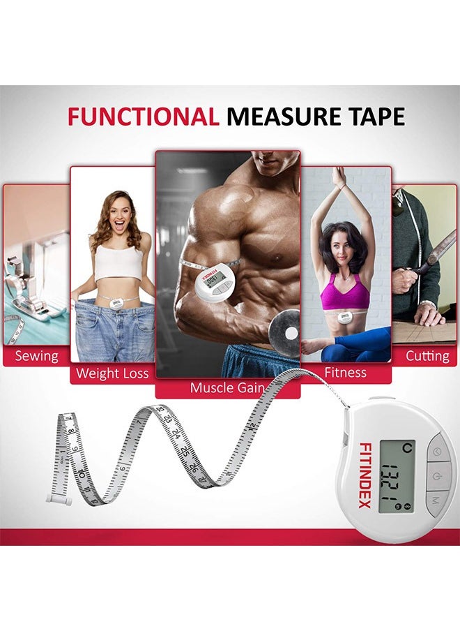FITINDEX Smart Body Tape Measure, FITINDEX Bluetooth Digital Measuring Tape for Body, Soft Sewing Tape, with LED Monitor Display, Lock Pin, Retractable Button, Fitness Body Measurement via App  - Image 2