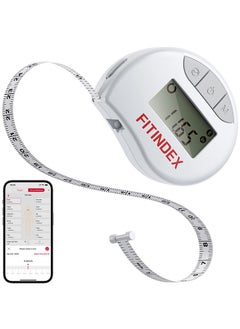 Smart Body Tape Measure, FITINDEX Bluetooth Digital Measuring Tape for Body, Soft Sewing Tape, with LED Monitor Display, Lock Pin, Retractable Button, Fitness Body Measurement via App