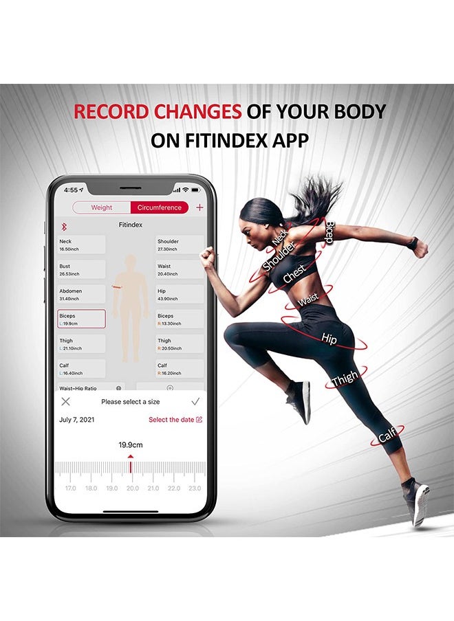 FITINDEX Smart Body Tape Measure, FITINDEX Bluetooth Digital Measuring Tape for Body, Soft Sewing Tape, with LED Monitor Display, Lock Pin, Retractable Button, Fitness Body Measurement via App  - Image 4