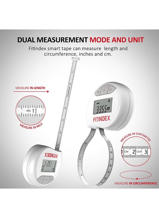 FITINDEX - Smart Body Tape Measure, FITINDEX Bluetooth Digital Measuring Tape for Body, Soft Sewing Tape, with LED Monitor Display, Lock Pin, Retractable Button, Fitness Body Measurement via App - Image 1