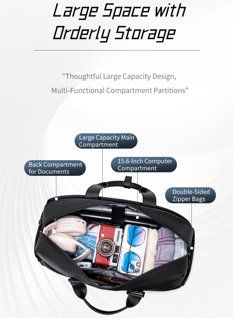 ARCTIC HUNTER Unisex Premium Duffel Bag 27L Water Resistant Large Capacity Weekender Bag with Multiple Compartment for Men and Women, LXB00842, Black - Image 3