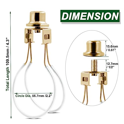 EMNOOTI Lamp Shade Light Bulb Clip Adapter,Lamp Shade Holder Includes Finial and Lampshade Levellers to Keep Lamp Shade in Place,Clip on Lampshade Adapter (Gold Color - 2PCS / PACK) - Image 5