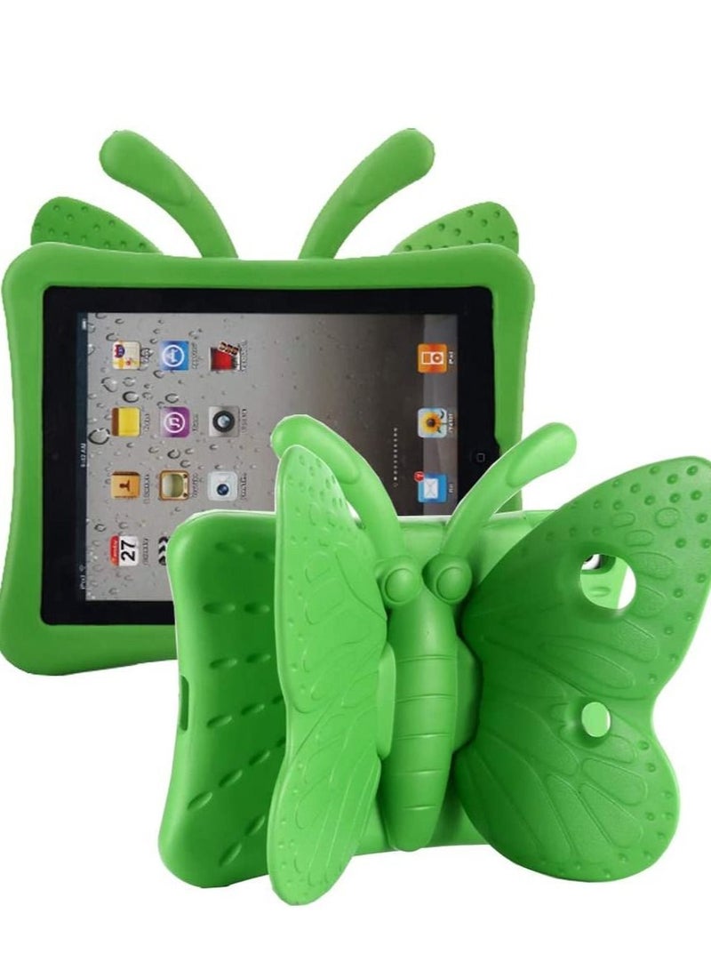 iPad 9th 8th 7th Generation Case Kids Girls, Cute Butterfly Shockproof EVA Foam Super Protection Stand Cover for iPad 2021 2020 2019 10.2" and iPad Air 3 Pro 10.5" - Green - Image 1