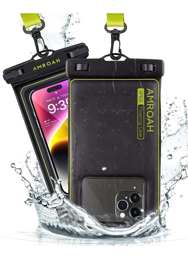 AMROAH - 2 Pack IP68 Universal Waterproof Phone Pouch Bag for Cellphone, Dry Smartphone Beach Swimming Waterproof Phone Case for iPhone 16 15 14 13 12 11 Pro Max Plus Galaxy S24 S23 S22 Ultra Pixel - Image 1
