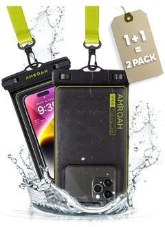 AMROAH 2 Pack IP68 Universal Waterproof Phone Pouch Bag for Cellphone, Dry Smartphone Beach Swimming Waterproof Phone Case for iPhone 16 15 14 13 12 11 Pro Max Plus Galaxy S24 S23 S22 Ultra Pixel  - Image 1