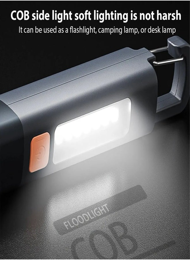 AROAQ ABS Flashlamp Strong Light Portable USB Rechargeable Outdoor Flashlight with Telescopic Focus and COB Side Lamp  - Image 5