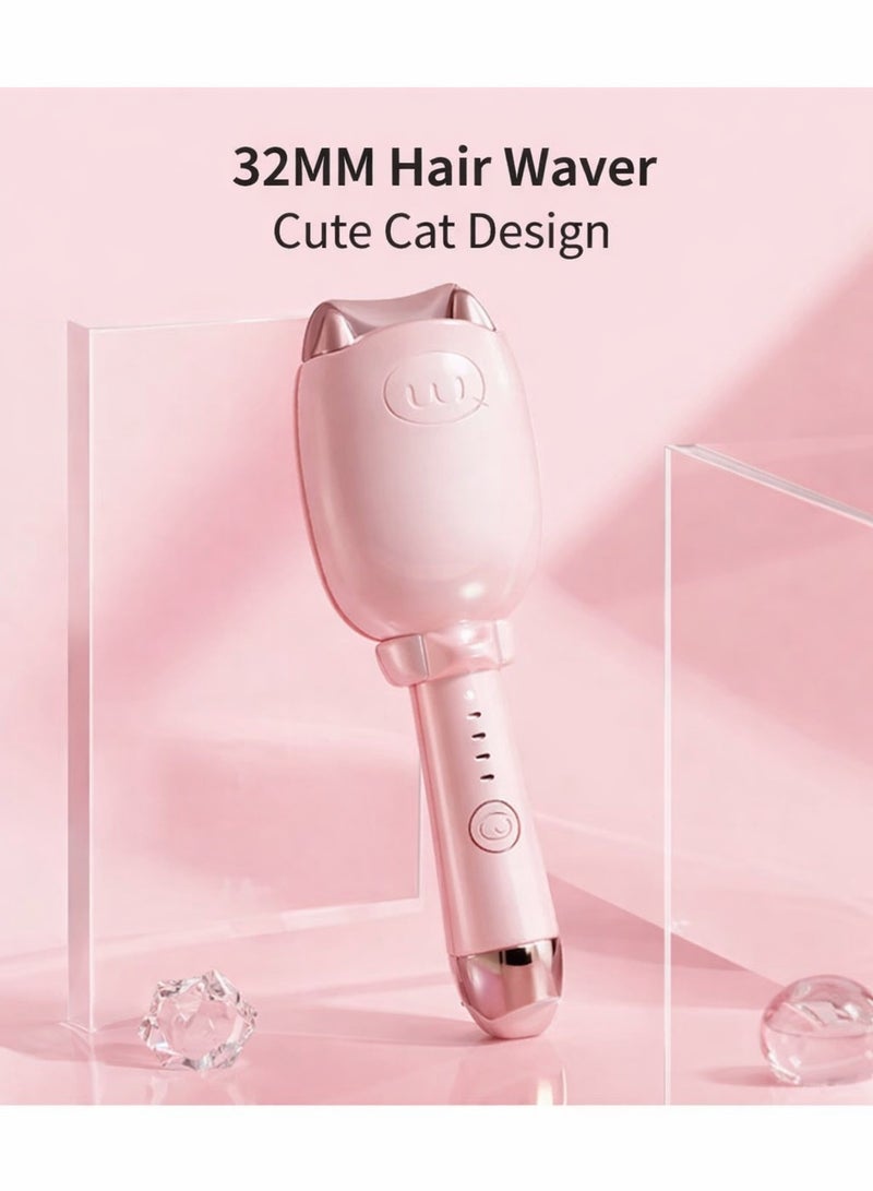 Cute Cat Design 32MM Hair Waver for Beginners – Fast Heating, Easy Styling - Image 4