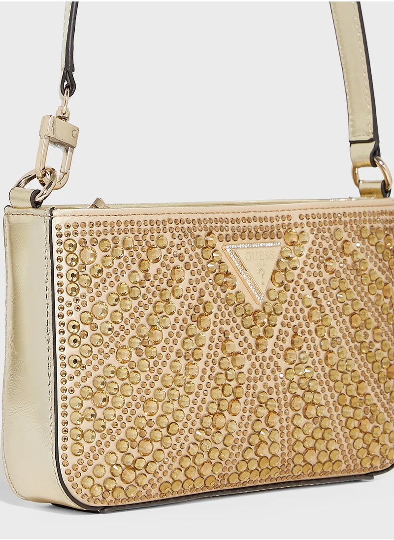 GUESS Embellished Beauvoir Mini Top Zip Clutches