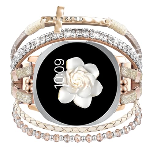 Fancywrist Boho Leather Bracelet for Samsung Galaxy Watch 8/7/6/5/4 Band 40 44mm Women, 20mm Cute Beaded Multilayer Strap for Galaxy Watch 8 Classic 6 4 Classic 43mm 47mm 42mm 46mm/Watch 5 Pro 45mm /Active2 - Image 1