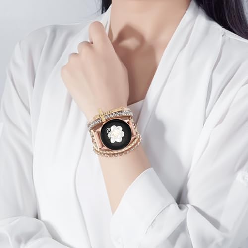 Fancywrist Boho Leather Bracelet for Samsung Galaxy Watch 8/7/6/5/4 Band 40 44mm Women, 20mm Cute Beaded Multilayer Strap for Galaxy Watch 8 Classic 6 4 Classic 43mm 47mm 42mm 46mm/Watch 5 Pro 45mm /Active2 - Image 5