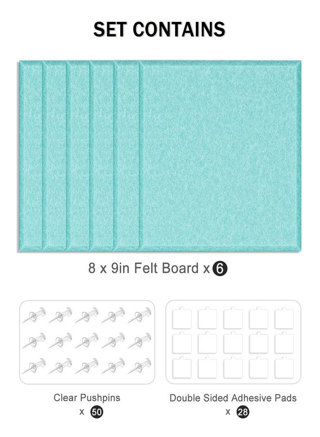 Hsurbtra Cork Board for Wall 24 x 18 Inch, 6 Pack Felt Bulletin Notice Board with Pushpins for Office Home School Farmhouse Wall Decor, Lake Blue - Image 5