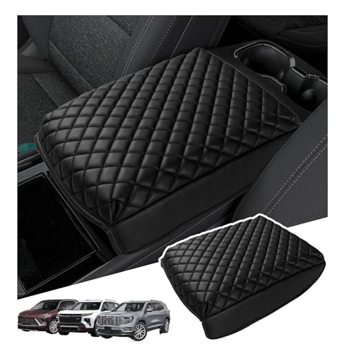 Sinminou Center Console Armrest Cover Compatible with 2024-2026 Chevy Traverse/2024-2026 GMC Acadia/2025-2026 Buick Enclave Interior Accessories, Leather Middle Console Lid Pad Protector （Black） - Image 1