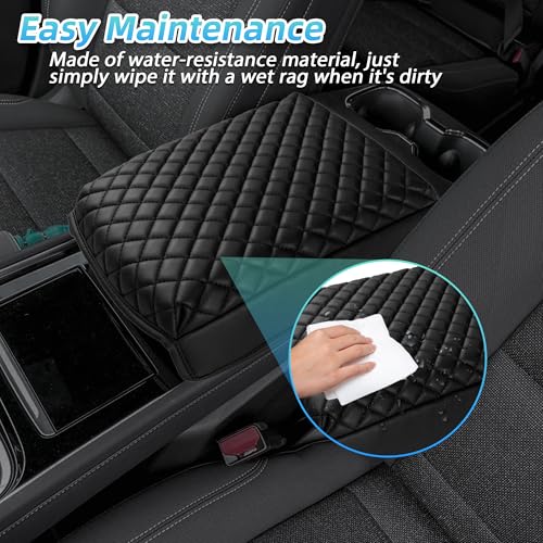 Sinminou Center Console Armrest Cover Compatible with 2024-2026 Chevy Traverse/2024-2026 GMC Acadia/2025-2026 Buick Enclave Interior Accessories, Leather Middle Console Lid Pad Protector （Black） - Image 5