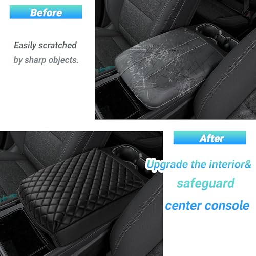 Sinminou Center Console Armrest Cover Compatible with 2024-2026 Chevy Traverse/2024-2026 GMC Acadia/2025-2026 Buick Enclave Interior Accessories, Leather Middle Console Lid Pad Protector （Black） - Image 3