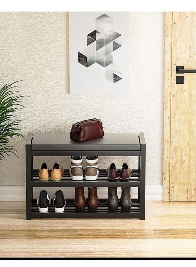 C&C Home Multi-Layer Heavy Duty Simple Sitting Shoe Organizer Stainless Steel Entryway Shoe Rack Storage Rack for Living Room 80x25x41.5 cm - Image 4