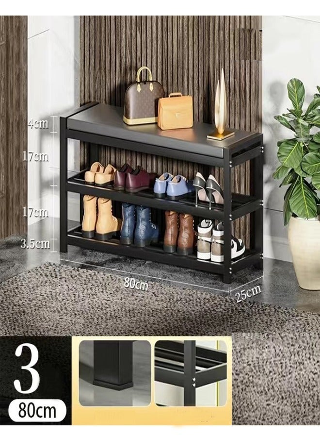 C&C Home Multi-Layer Heavy Duty Simple Sitting Shoe Organizer Stainless Steel Entryway Shoe Rack Storage Rack for Living Room 80x25x41.5 cm - Image 5
