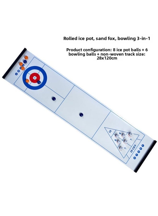 Generic - Internet Celebrity Desktop Chat Decompression Artifact Roll Curling Bowling Shuffleboard Three-in-one Toy Interactive Game Suit-Color:Upgraded Table Frame Plate Ice Pot Set-Diameter:Standard - Image 1